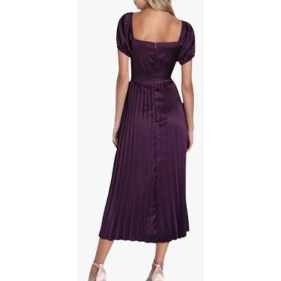 New! Lulus Flawless Forever Dark Purple Satin Pleated Midi Dress Sz Large #64 - Picture 2 of 4